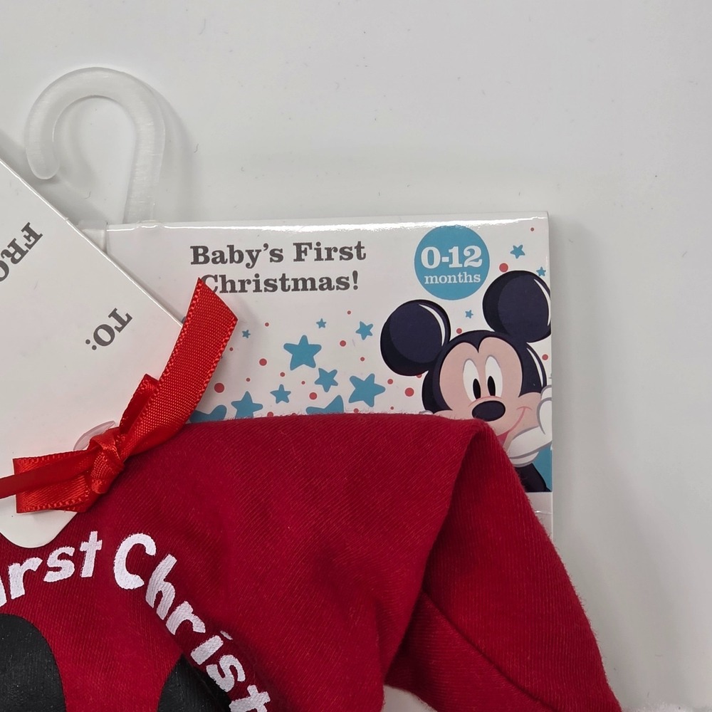 Disney Baby Mickey Mouse My First Christmas Santa‎ Hat and Socks 0-12 Months Red - Picture 5 of 6